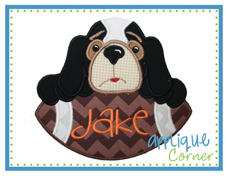 Hound Dog on Football Boy Applique Design