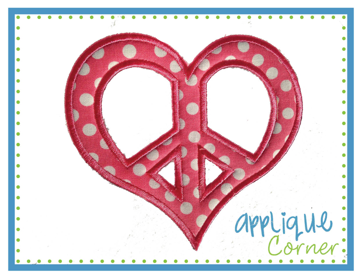 Heart Peace Applique Design