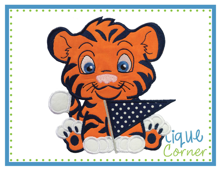 Tiger Baby Stripes Boy Pennant Applique Design