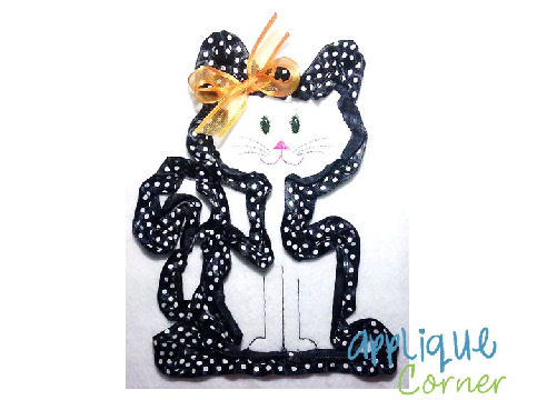 Ribbon Cat Applique Design