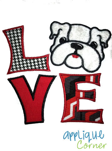 LOVE Bulldog Applique Design