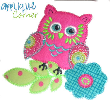 Owl Branch Applique Design