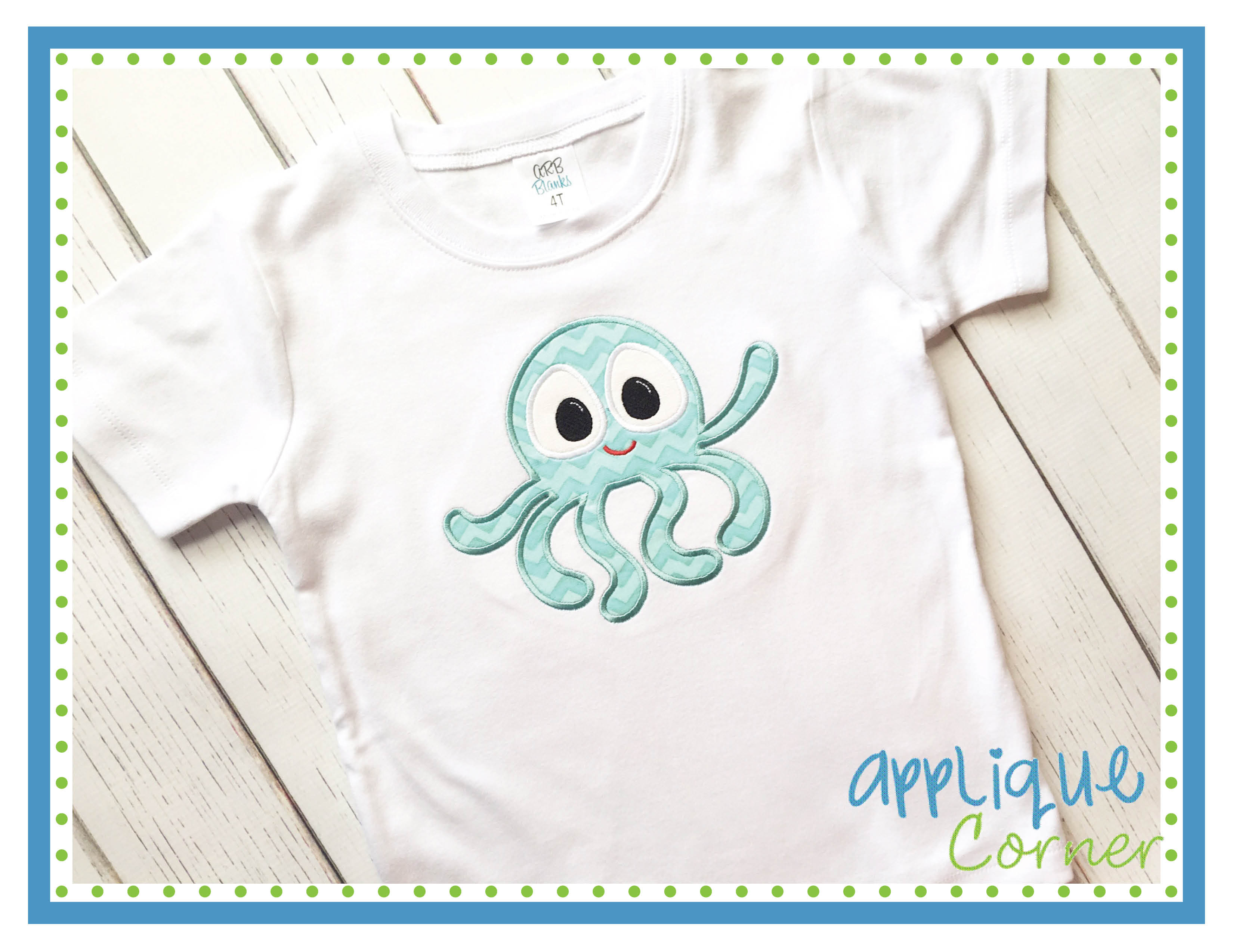 Octopus Boy Big Eye Applique Design