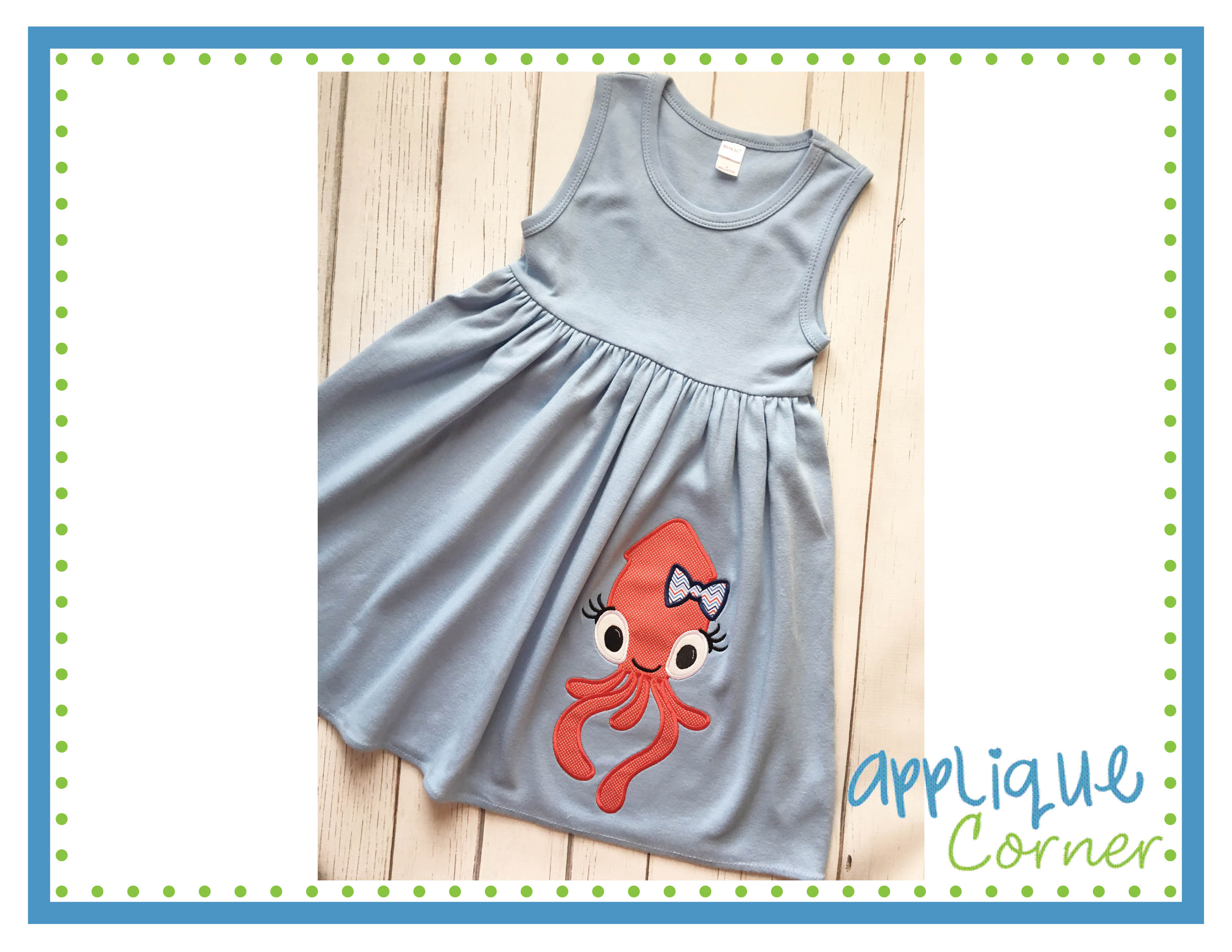 Squid Girl Big Eye Applique Design