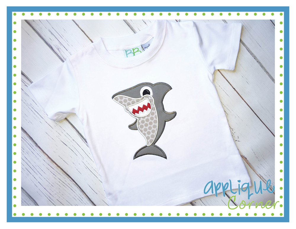 Shark with Big Eyes Applique Design