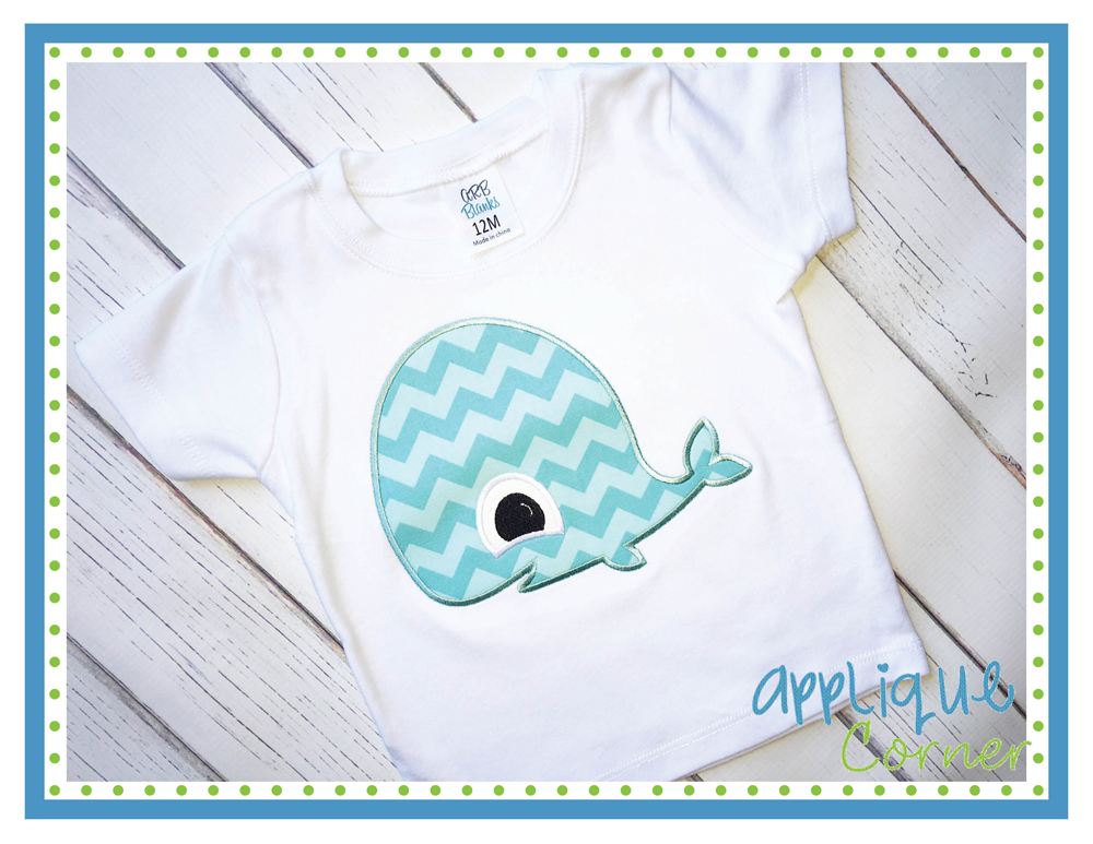 Whale Boy Big Eyes Applique Design