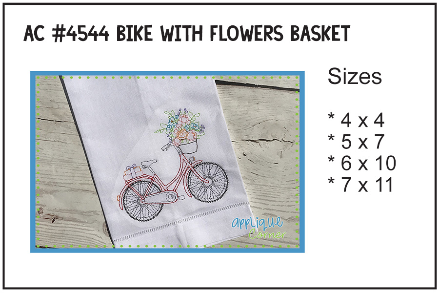 Bike with Basket of Flowers Sketch Design