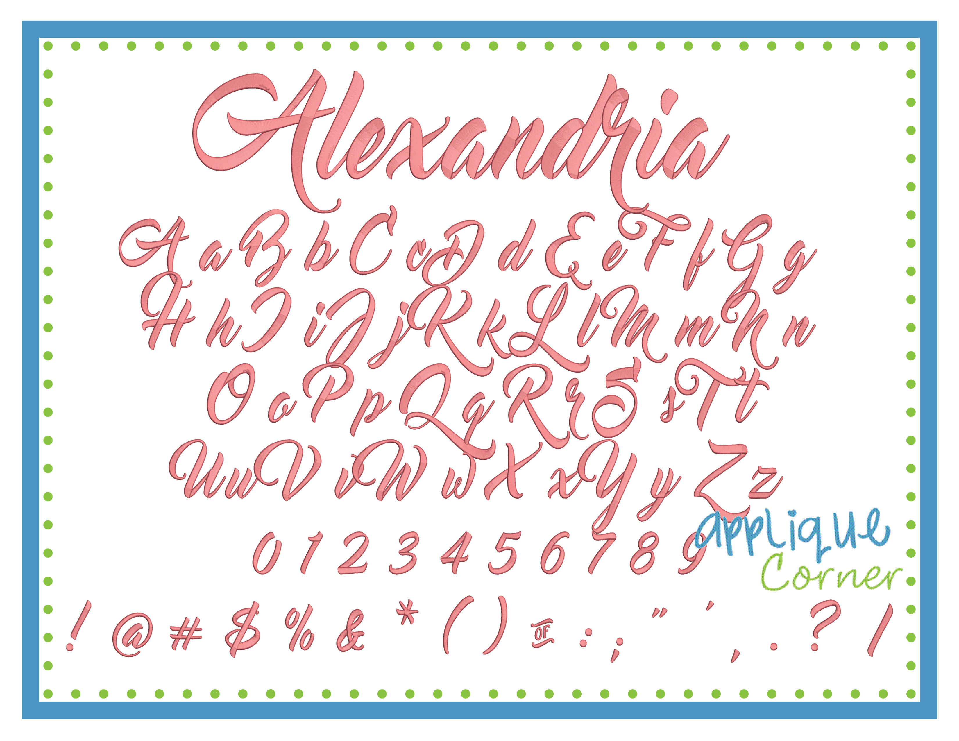 Alexandria Embroidery Font