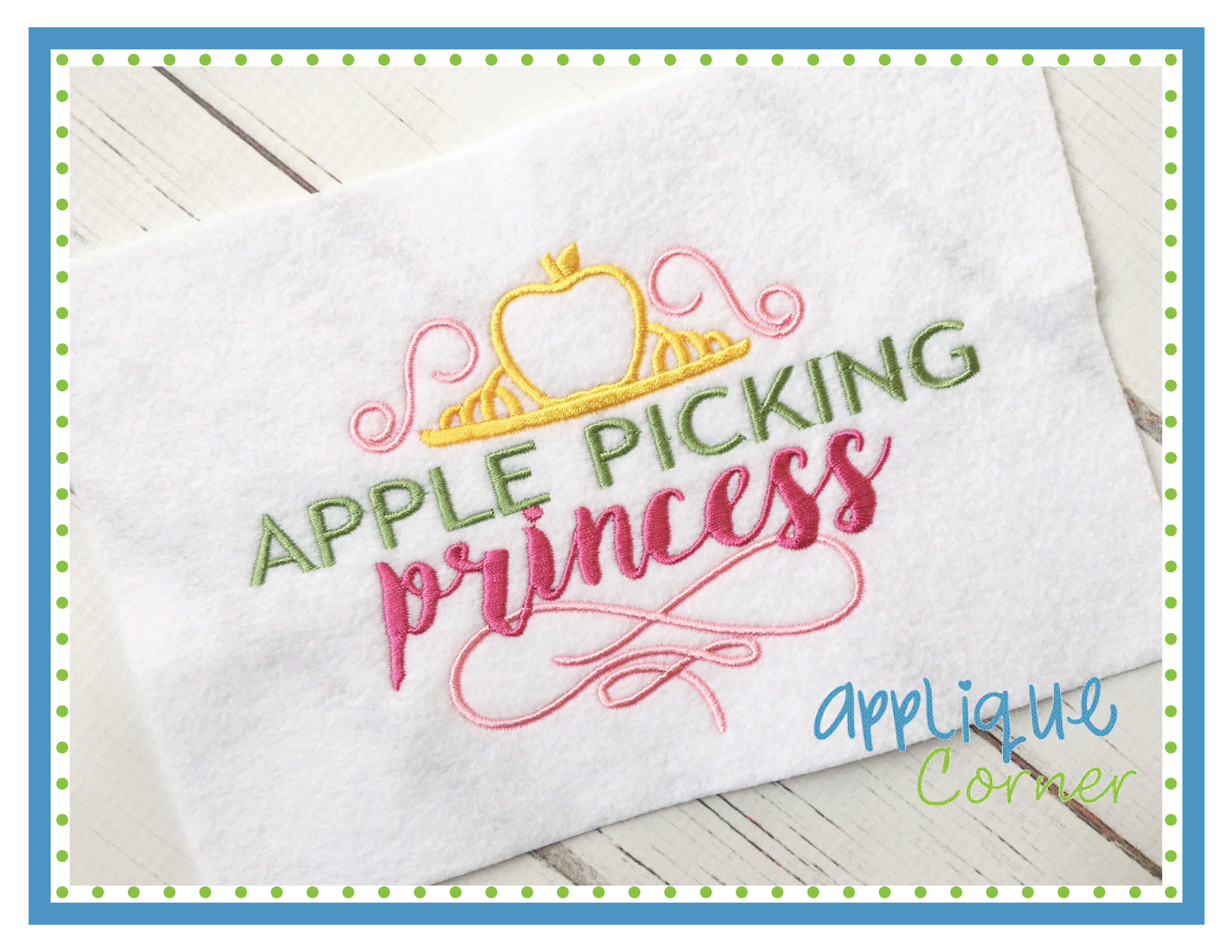 Apple Picking Princess Embroidery Design