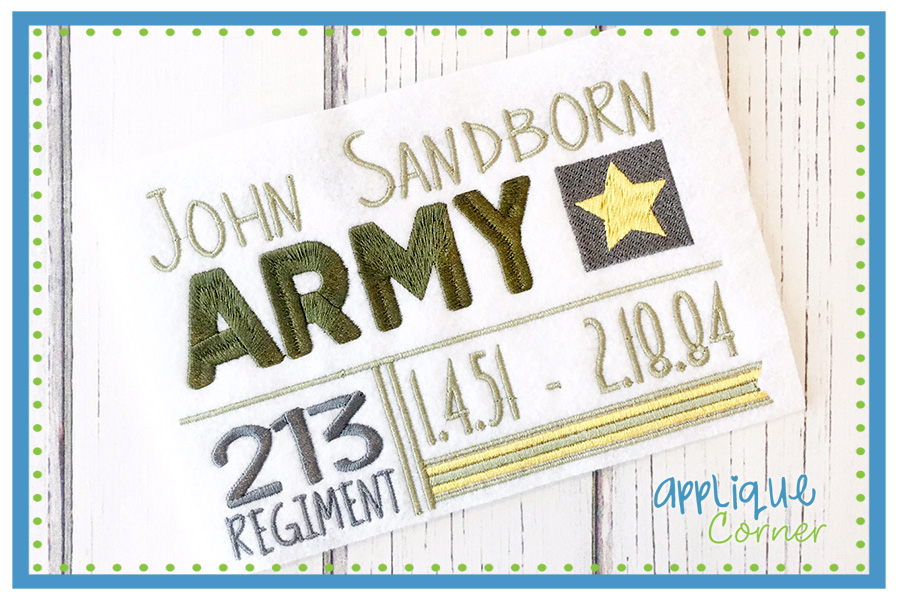 Army Subway Memory Embroidery Design