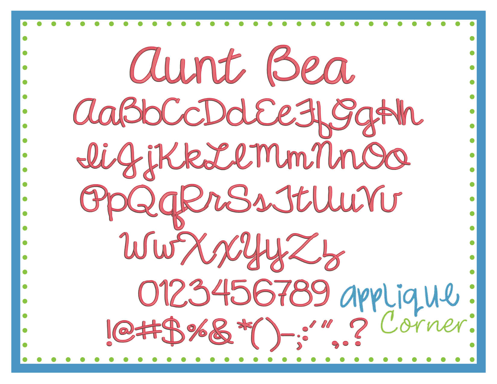 Aunt Bea Embroidery Font