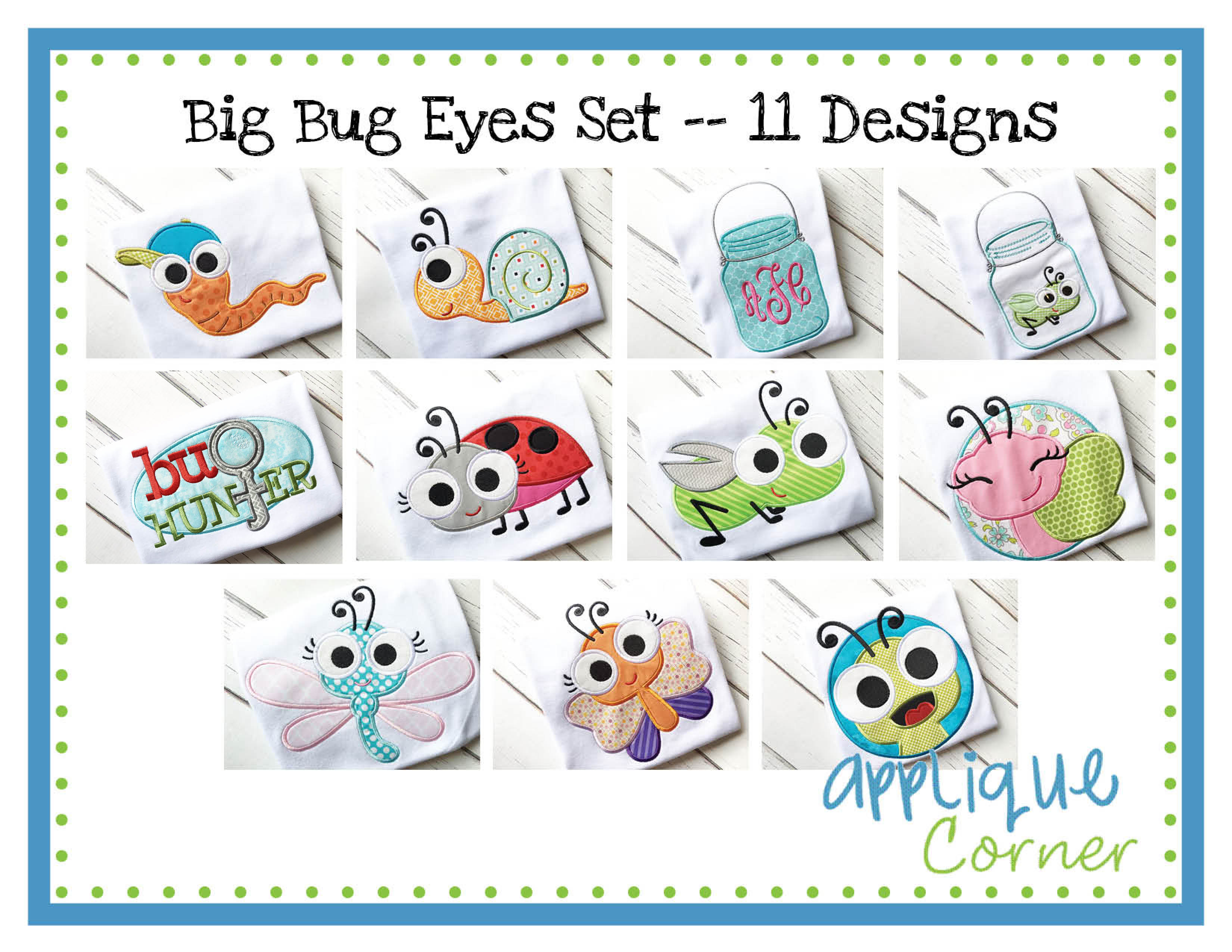Big Eye Bug Set Applique Designs