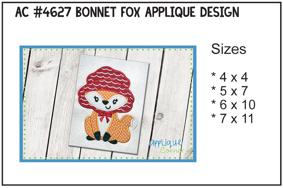 Bonnet Fox Applique Design