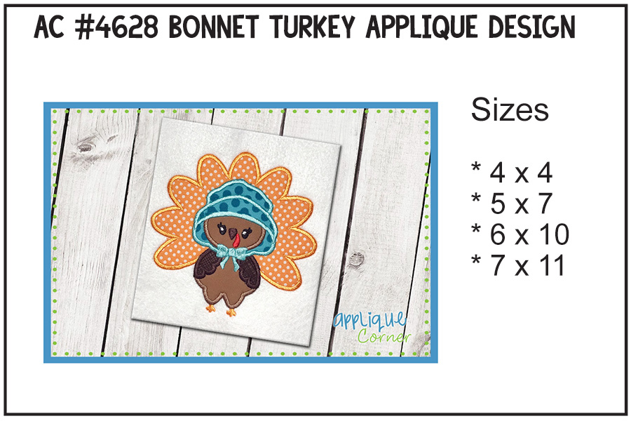 Bonnet Turkey Applique Designs
