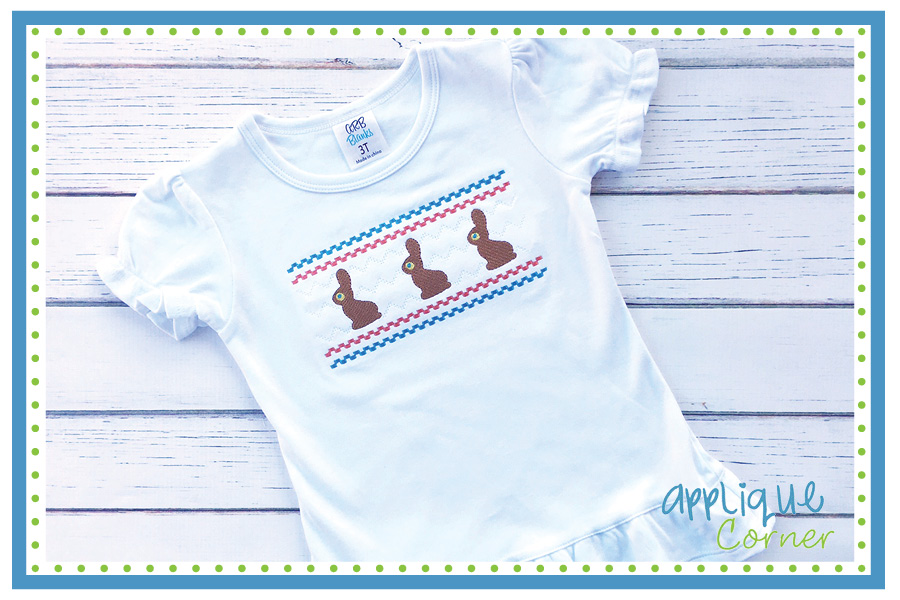 Chocolate Bunny Faux Smocked Embroidery Design