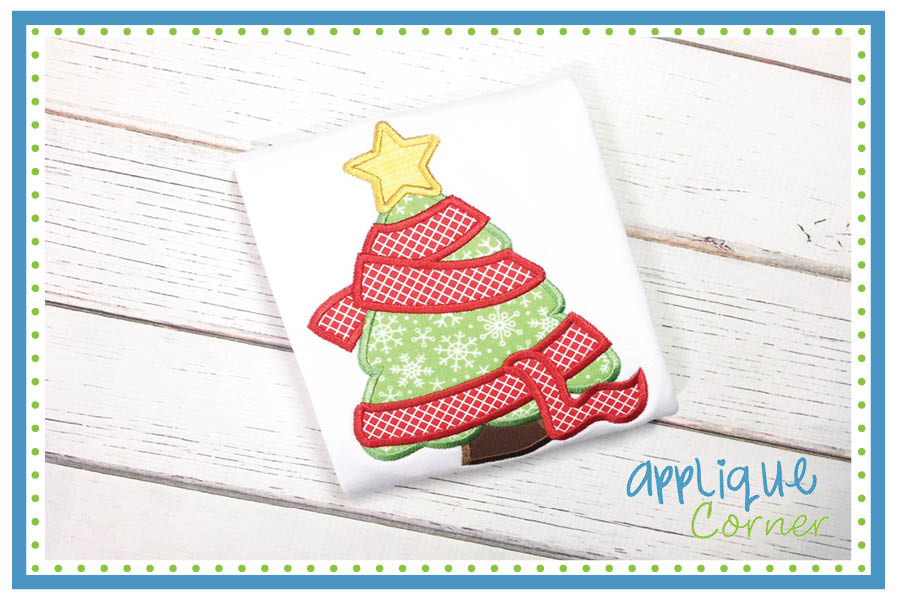 Christmas Tree with Ribbon Applique Design