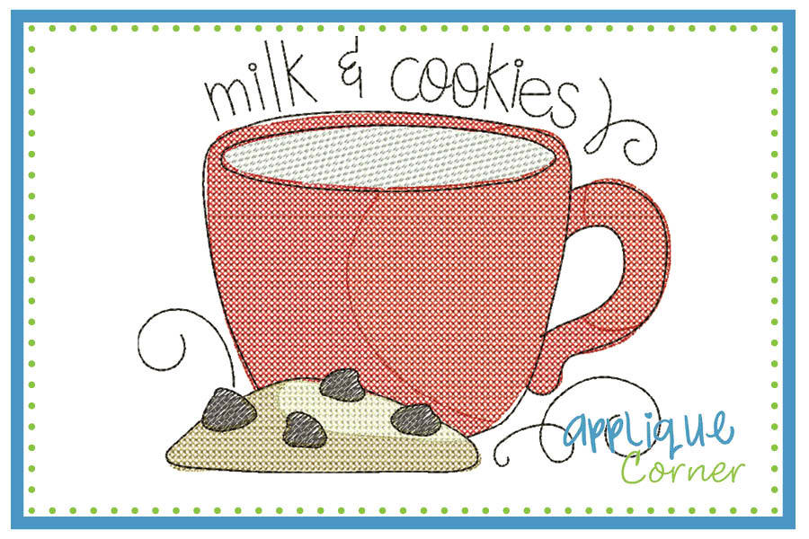 Cookies & Milk Motif Embroidery Design