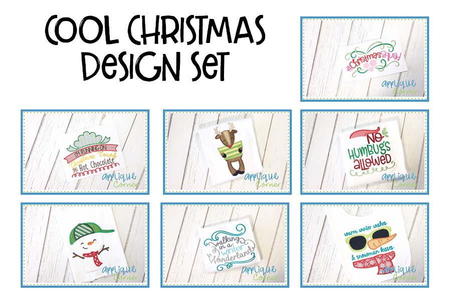 Cool Christmas Applique & Embroidery Design Set