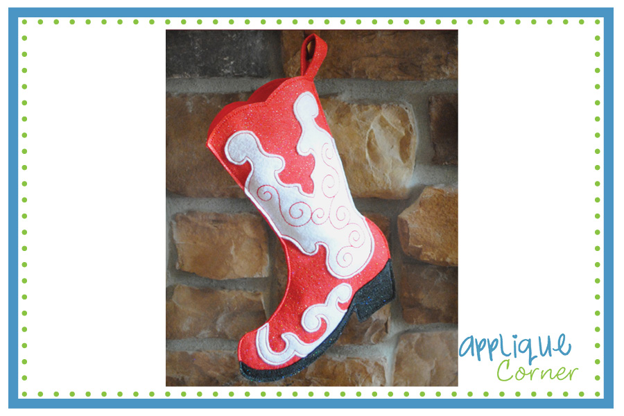 Cowgirl Boot Stocking In-The-Hoop Design