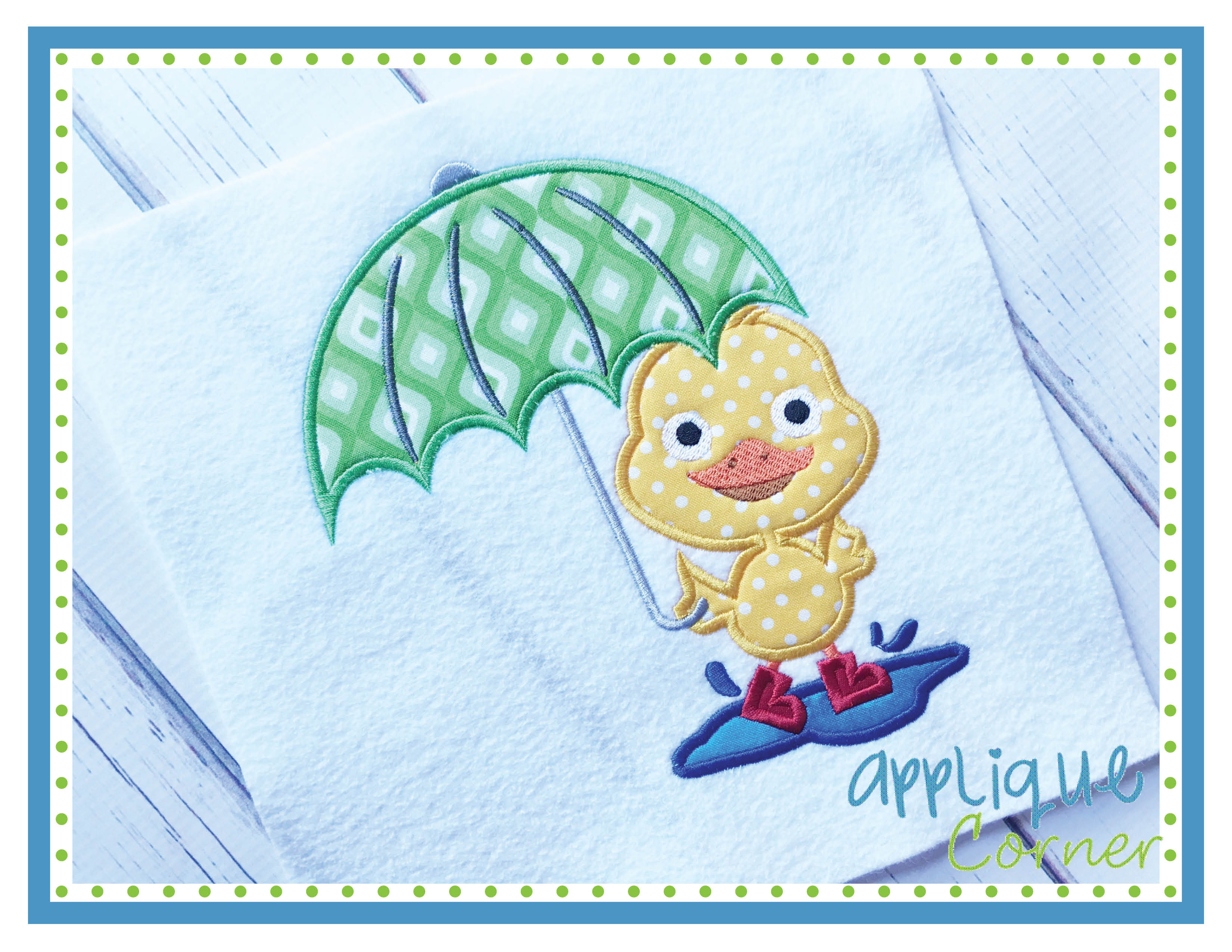 Duck with Umbrella Applique Design