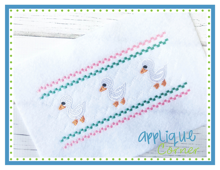 Faux Smocked Barnyard Duck Embroidery Design