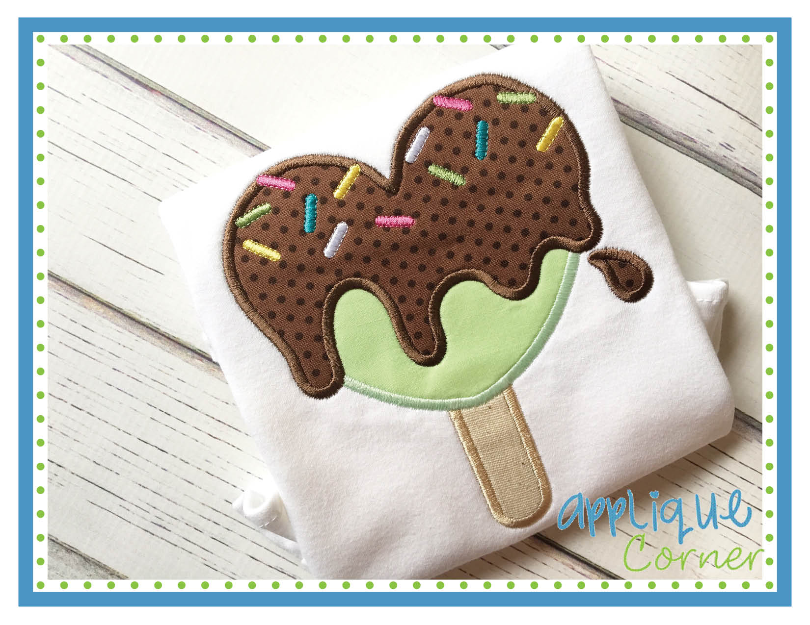 Heart Popsicle with Sprinkles Applique Design