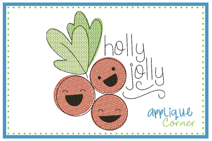 Holly Jolly Motif Embroidery Design