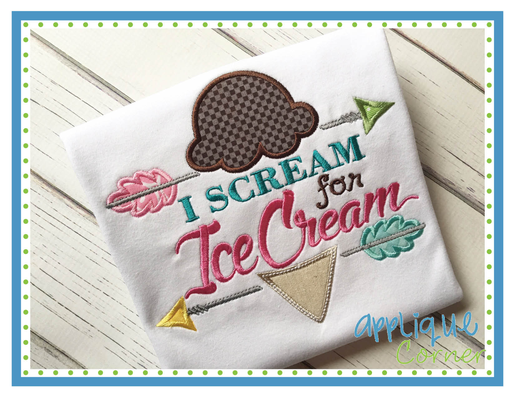 I Scream for Ice Cream Applique Design