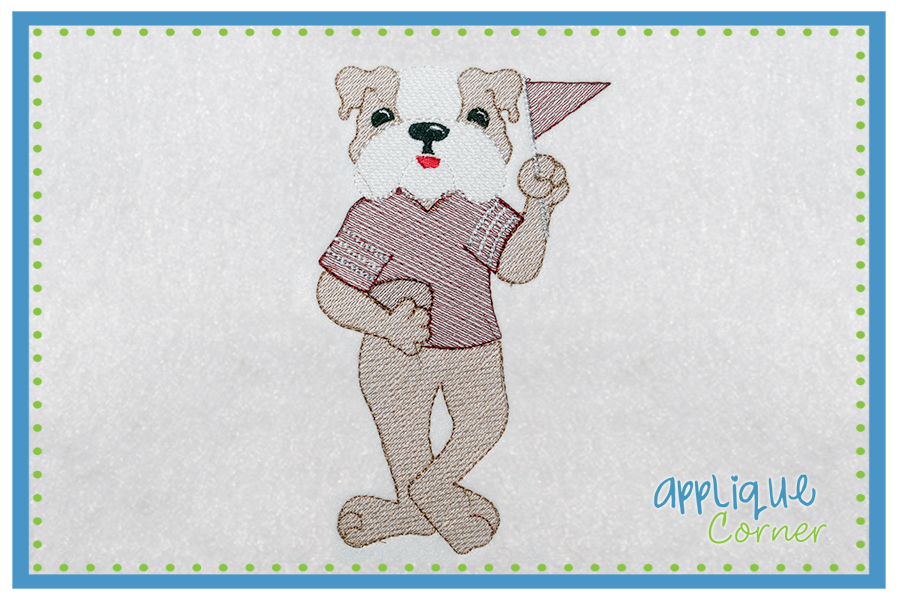 Lightly Filled Bulldog Standing Boy Embroidery Design