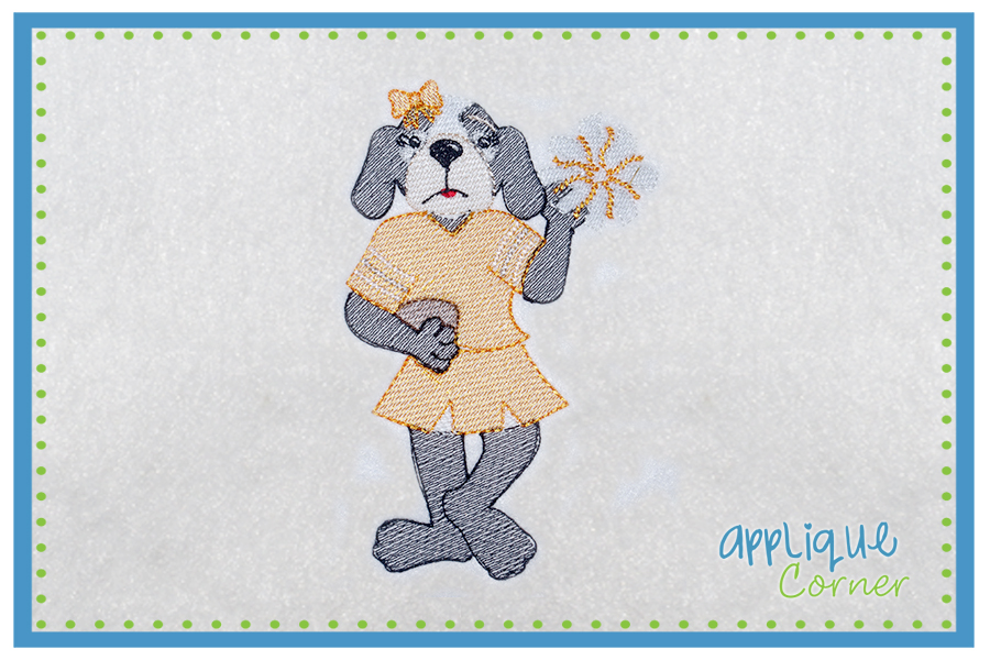 Lightly Filled Hound Standing Girl Embroidery Design