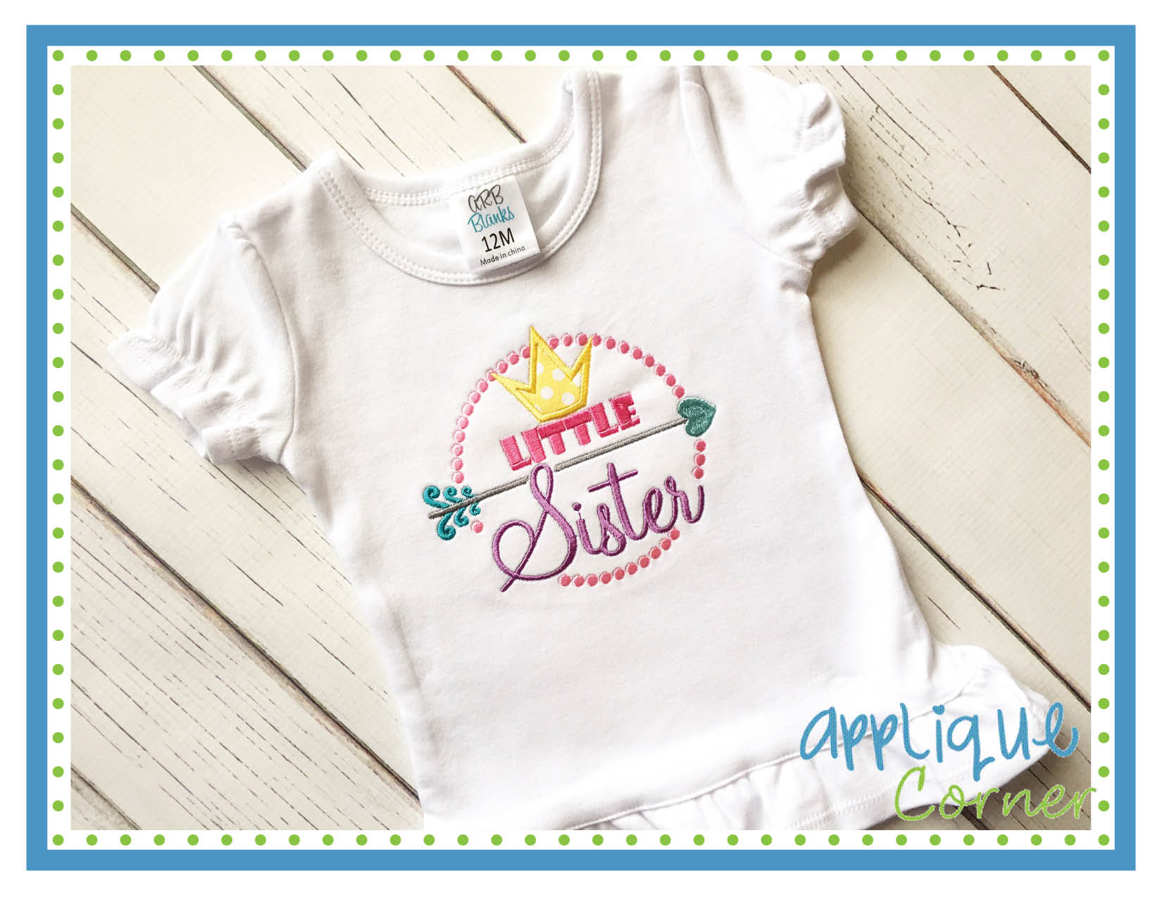 Little Sister with Crown Applique Design