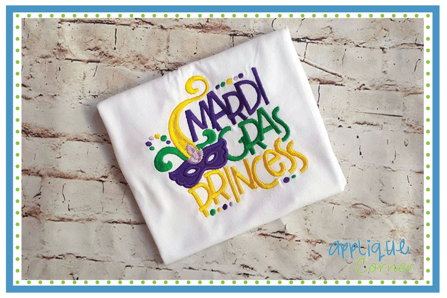 Mardi Gras Princess Embroidery Designs
