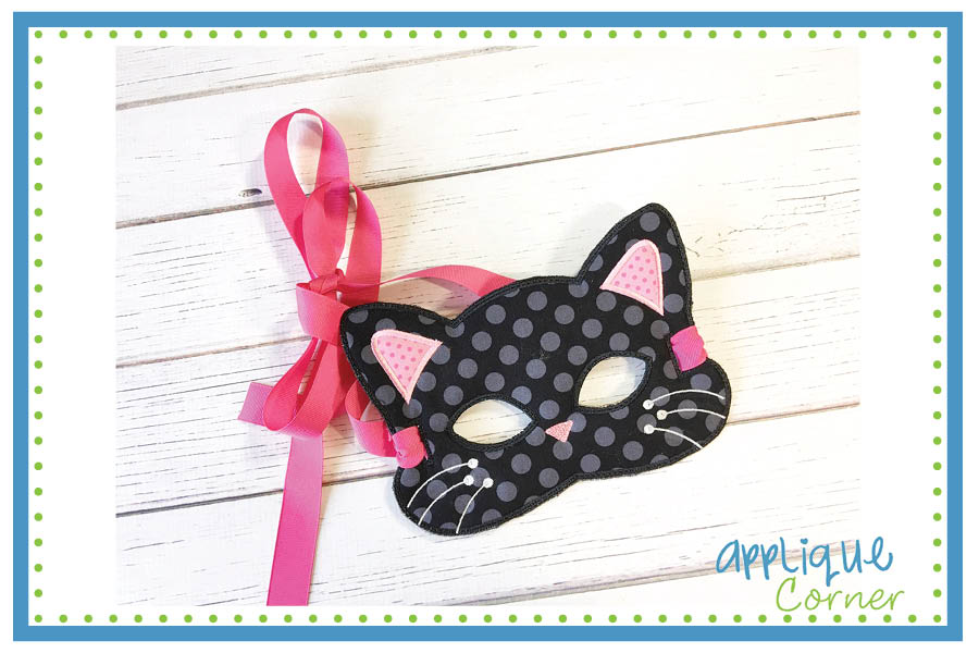 Dress up Kitty Cat Mask In The Hoop Design