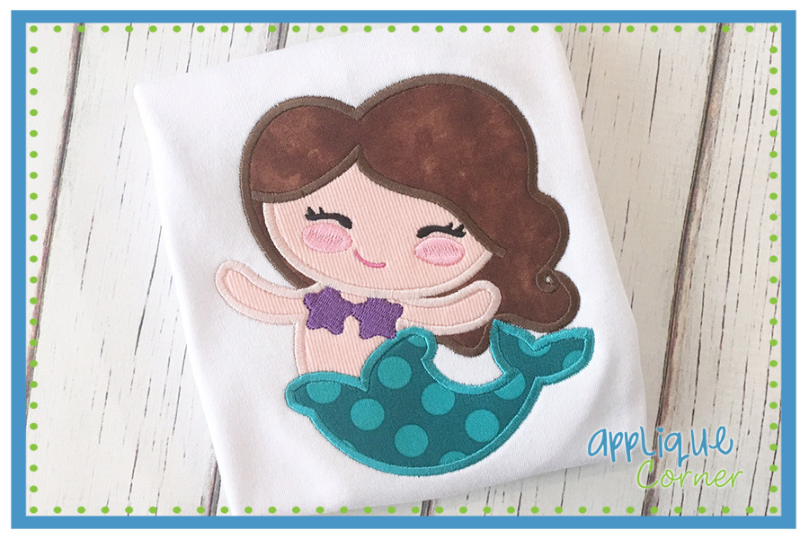 Mermaid Girl Happy Applique Design