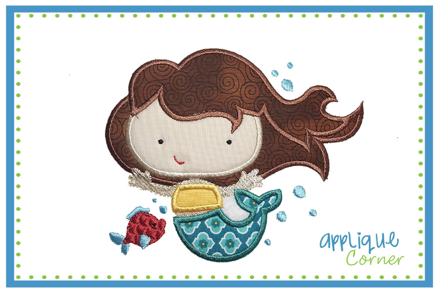 Mermaid with Fish Applique Design