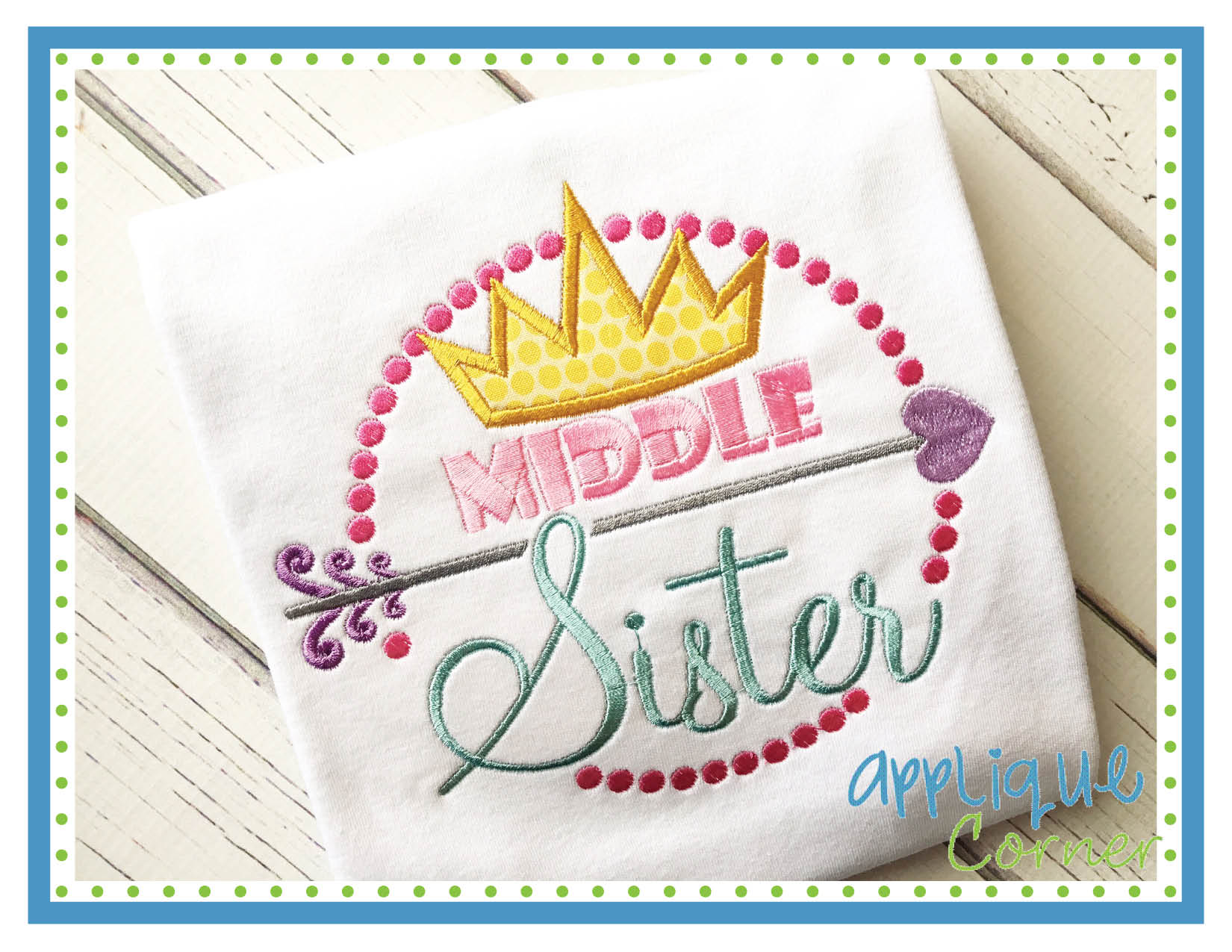 Middle Sister with Crown Applique Design