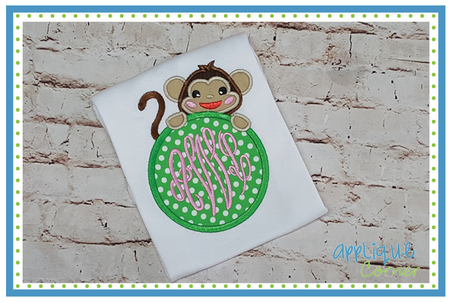 Monkey Monogram Applique Design