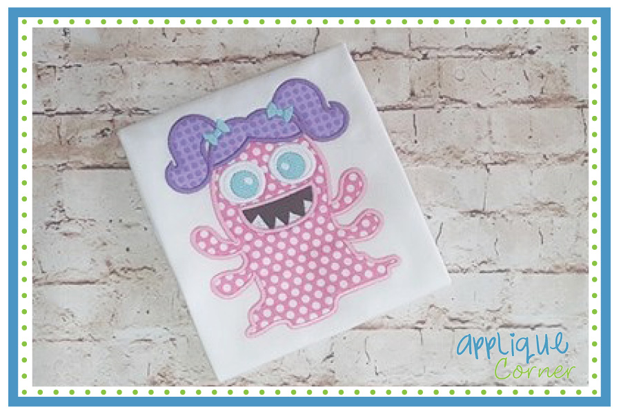 Monster Girl Pigtails Applique Design