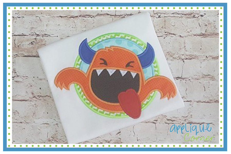 Monster in Circle Applique Design