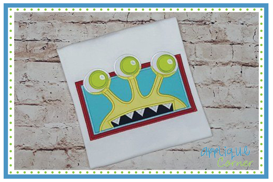 Monster in Rectangle Applique Design