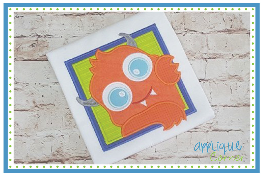 Monster in Square Applique Design