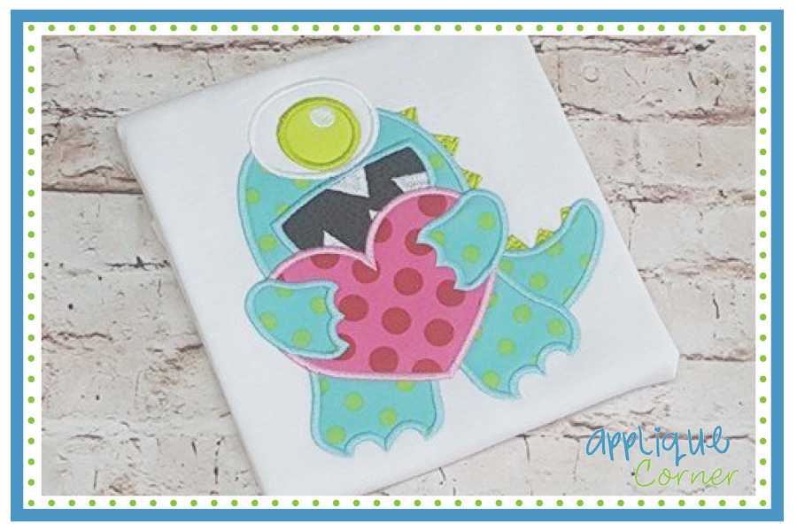 Monster with Heart Applique Design