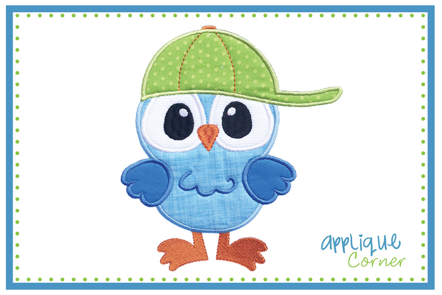 Owl Boy in Cap Applique Design