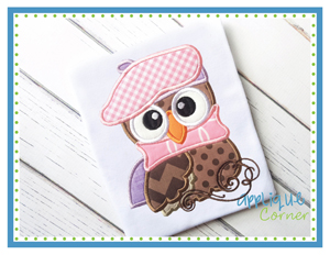 Owl with Hat Applique Design