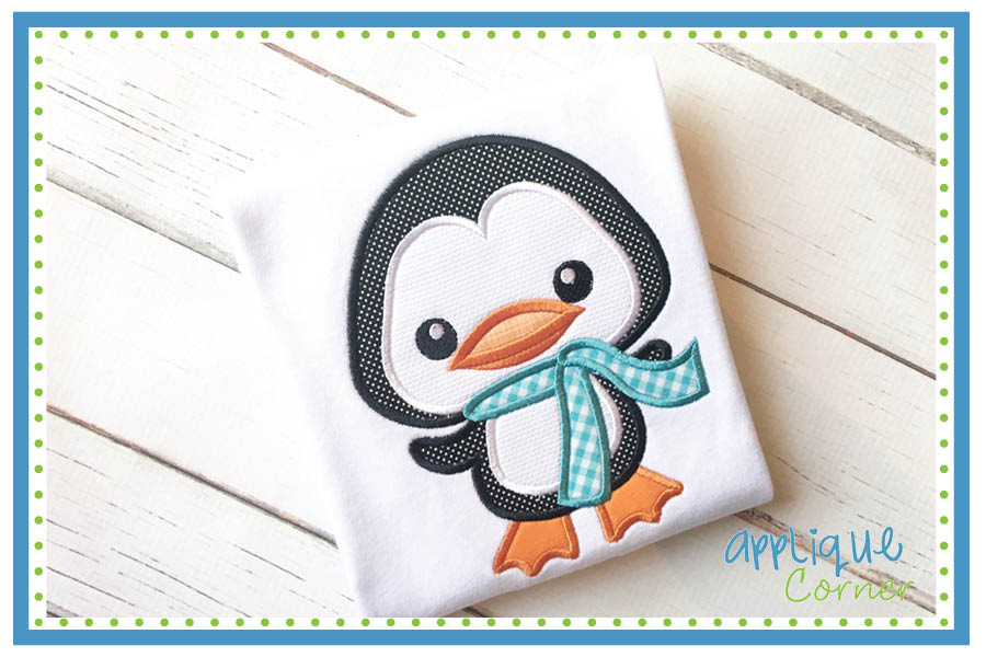 Penguin with Scarf Boy Applique Design