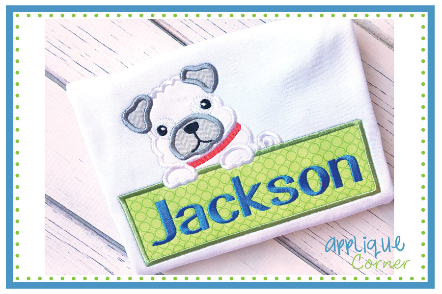 Pug Rectangle Applique Design