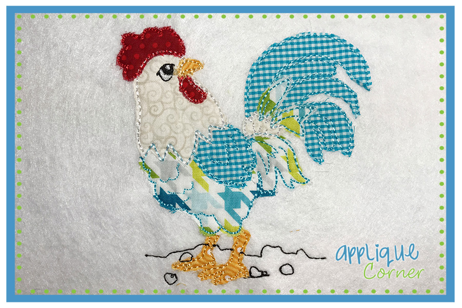 Raggy Rooster Applique Design