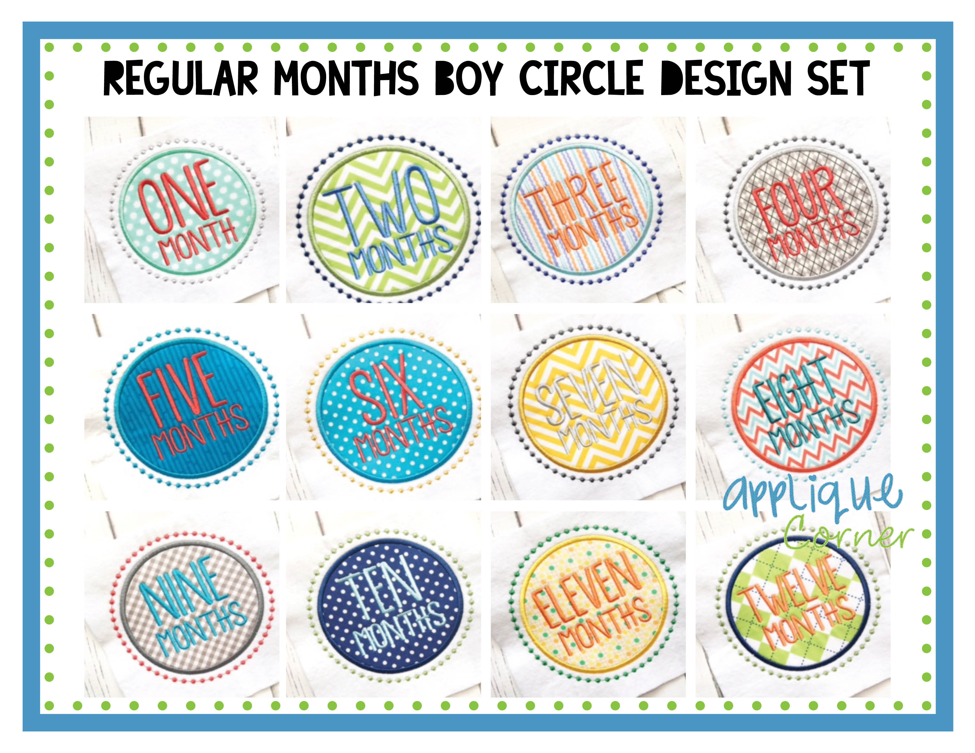 Regular Months Boy Circle Applique Design Set