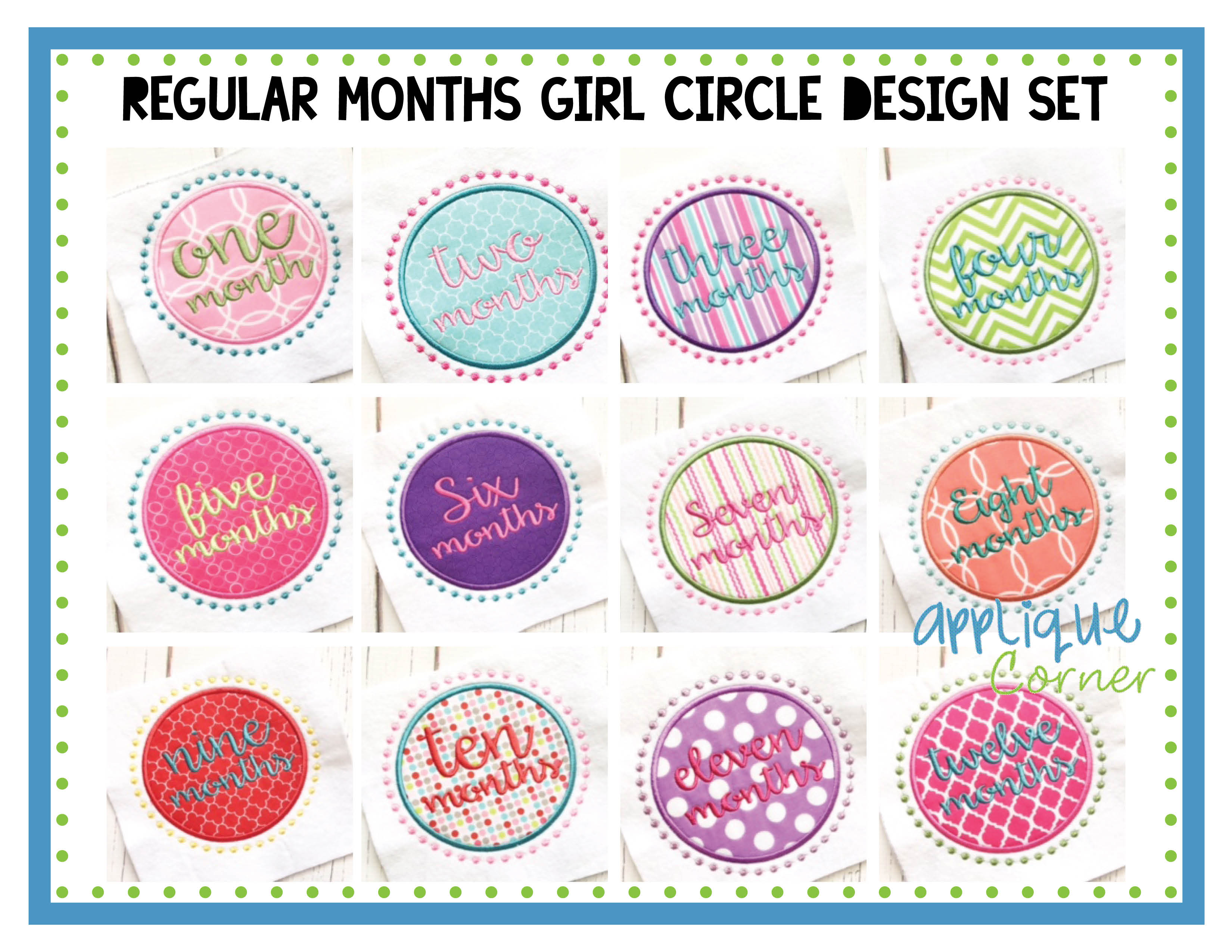 Regular Months Girls Circle Applique Design Set