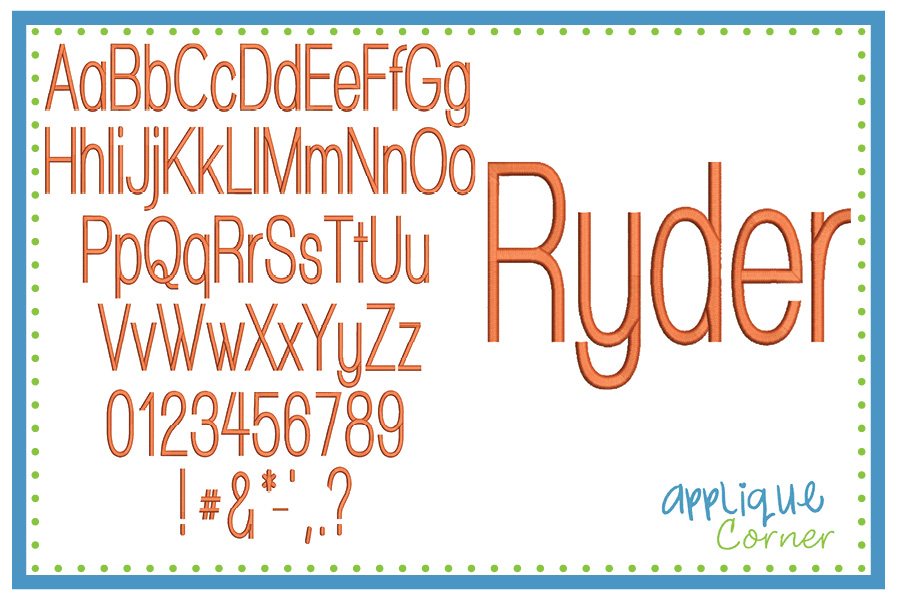 Ryder Embroidery Font
